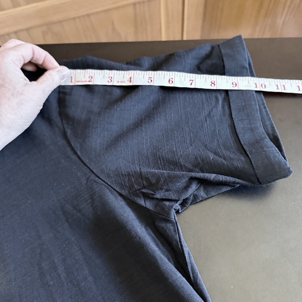 NEW Women Size XLarge Black 100% Cotton Linen-Like Short Sleeve Button Shirt - Picture 7 of 10